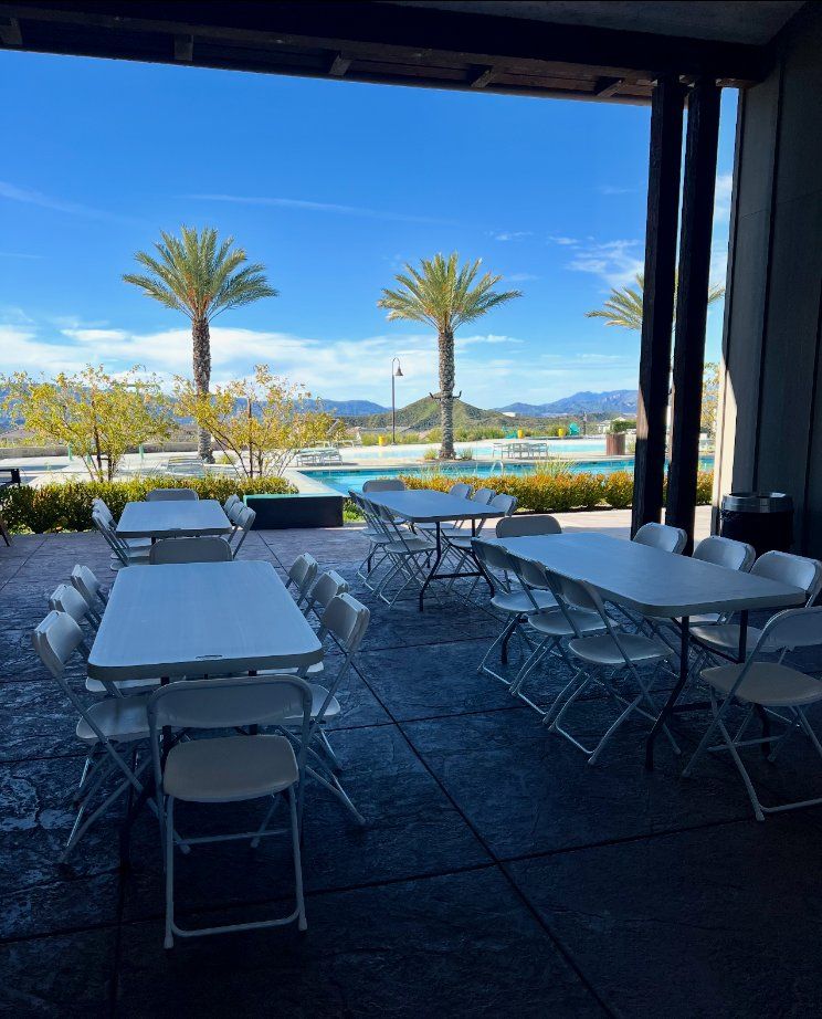 Poolside tables and chairs