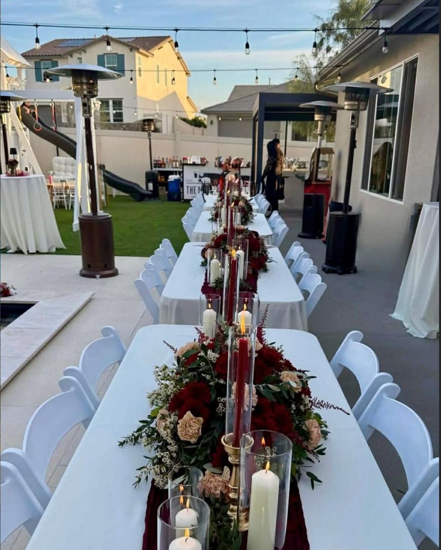 Burgundy themed long table